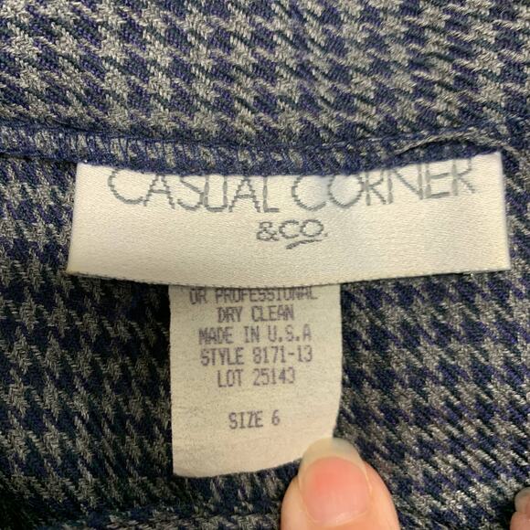 Casual Corner Blue Gray Houndstooth Wool Trousers XS 26" waist - Picture 6 of 7